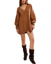 Free People - Chelsea V-Neck Tunic Sweater - Lyst