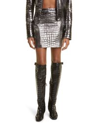 Tom Ford - Croc Embossed Metallic Leather Miniskirt - Lyst