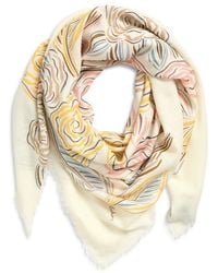 Echo - Gestural Rose Print Square Scarf - Lyst