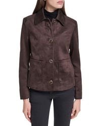 Cole Haan - Faux Suede Button Front Jacket - Lyst