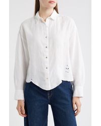 Bella Dahl - Embroidered Eyelet Linen Button-Up Shirt - Lyst