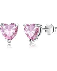 Donatello Gian - Solid Sterling Created Gemstone Heart Stud Earrings - Lyst