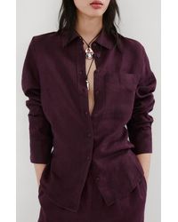 Mango - Linen Button-Up Shirt - Lyst
