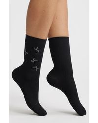 High Heel Jungle - Sweeney Crystal Mini Bow Crew Socks - Lyst