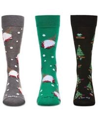 Memoi - Assorted 3-Pack Christmas Crew Socks - Lyst