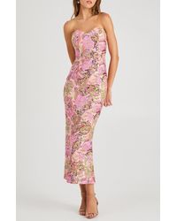 HELSI - Monique Sequin Strapless Gown - Lyst