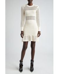 Alexander McQueen - Long Sleeve 3d Mesh Mini Sweater Dress - Lyst