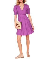 Boden - Anna Puff Sleeve Double Cloth Cotton Tiered Dress - Lyst