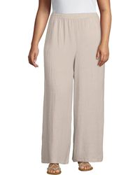 Lands' End - Plus Size Linen High Rise Palazzo Pants - Lyst