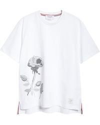 Thom Browne - Rose Cotton Graphic T-shirt - Lyst