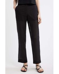 Theory - Eyelet Embroidered Cotton Pants - Lyst