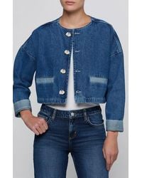 L'Agence - Verona Collarless Cropped Denim Jacket - Lyst