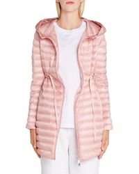 Moncler Barbel Tie Waist Hooded Lightweight Down Coat - Pink