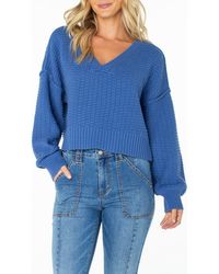 Roxy - Study Hall V-Neck Cotton Blend Sweater - Lyst