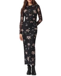 zaphia floral long sleeve tiered dress Adrianna Papell Floral Chiffon Midi Dress