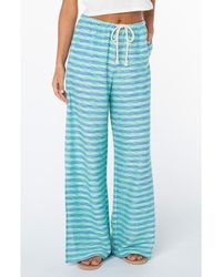 Roxy - Beach Breeze Stripe Drawstring Waist Stretch Cotton Pants - Lyst