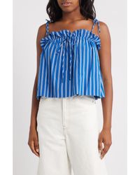 TOPSHOP - Stripe Cotton Top - Lyst