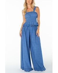 Roxy - Cambria Wide Leg Eyelet Pants - Lyst