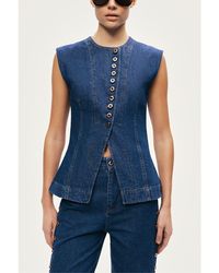 Nocturne - Button-Front Denim Vest - Lyst