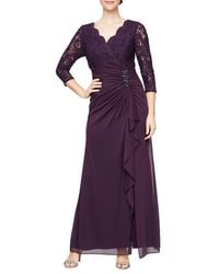 Alex Evenings - Lace-bodice Cascade-ruffle Gown - Lyst
