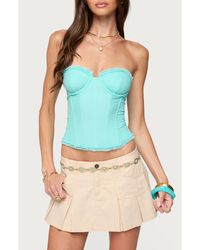 Edikted - Deirdre Lace-Up Strapless Mesh Corset Top - Lyst