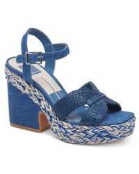 Dolce Vita - Cale Woven Raffia Platform Sandal - Lyst