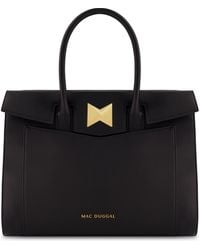 Mac Duggal - Plated Hardware Large Leather Briefcase Bag - Lyst