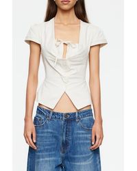 Lioness - Kendall Split Front Cotton Button-Up Top - Lyst