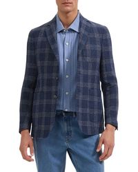 Bugatchi - Windowpane Check Cotton & Linen Blend Blazer - Lyst