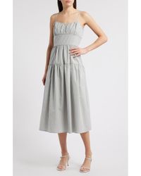 Charles Henry - Check Tiered Midi Dress - Lyst