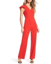 charles henry faux wrap jumpsuit