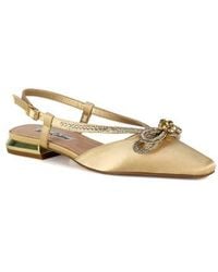 Lady Couture - Rhinestone Bow Flat Slingback Sandal - Lyst
