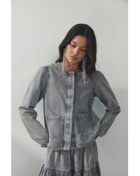 H&M - Puff-Sleeved Denim Jacket - Lyst