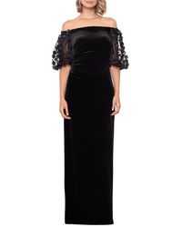 Xscape Evenings - Floral Appliqué Off The Shoulder Velvet Gown - Lyst