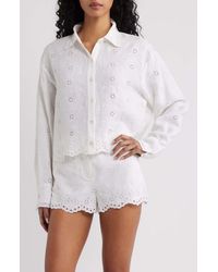 LoveShackFancy - Delano Eyelet Linen Shirt - Lyst