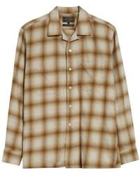 Beams Plus - Open Collar Ombré Check Brushed Flannel Button-Up Shirt - Lyst