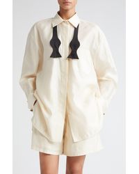 Max Mara - Marea Oversize Button-up Shirt With Bow Tie - Lyst