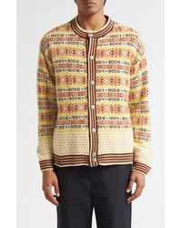 Bode - Marzipan Fair Isle Wool Cardigan - Lyst