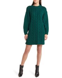 Lost + Wander - Lost + Wander Staycation Cable Stitch Long Sleeve Sweater Dress - Lyst