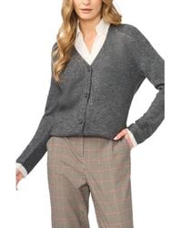 Halogen® - Mixed Media Twofer V-Neck Cardigan - Lyst