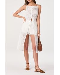 Astr - Mercy Eyelet Cotton Button-Up Tunic Top - Lyst