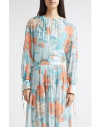 Erdem - Floral Print Cotton & Silk Voile Top - Lyst