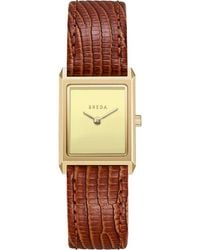 Breda - Small Virgil Leather Strap Two-Tone Tank Watch, 20Mm X 26Mm - Lyst