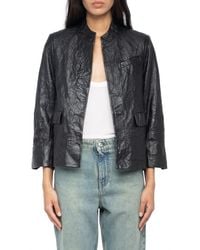 Zadig & Voltaire - Veryn Cuir Crinkled Leather Jacket - Lyst