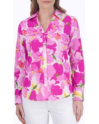 Foxcroft - Mary Floral Non-iron Cotton Button-up Shirt - Lyst