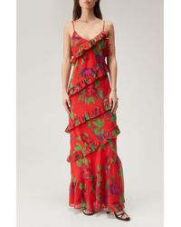 Nasty Gal - Floral Tie Ruffle Chiffon Maxi Dress At Nordstrom - Lyst