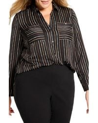 NIC+ZOE - Painted Stripe Button-Up Shirt - Lyst