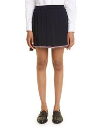 Thom Browne - Pleated Wool Blend Knit Mini Skirt - Lyst