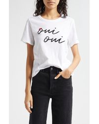 Cinq À Sept - Oui Oui Shrunken Cotton T-shirt - Lyst