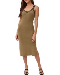 Bella Dahl - Crochet Trim Linen Blend Midi Sweater Dress - Lyst